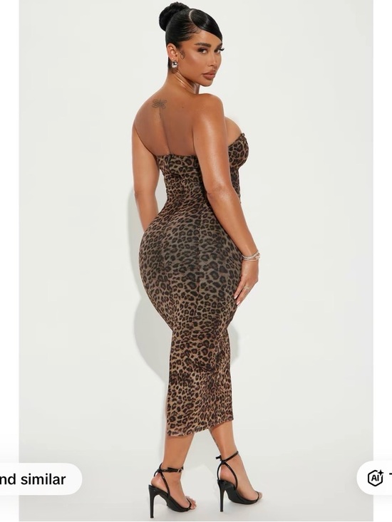 Fashion Nova Dresses & Skirts - Fashion Nova Leopard Print Strapless Midi Dress - Brown